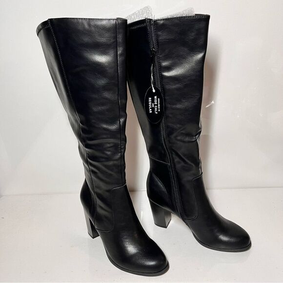 Style & Co Addyy Knee High Wide Calf Confort Helled Boots - Picture 2 of 6